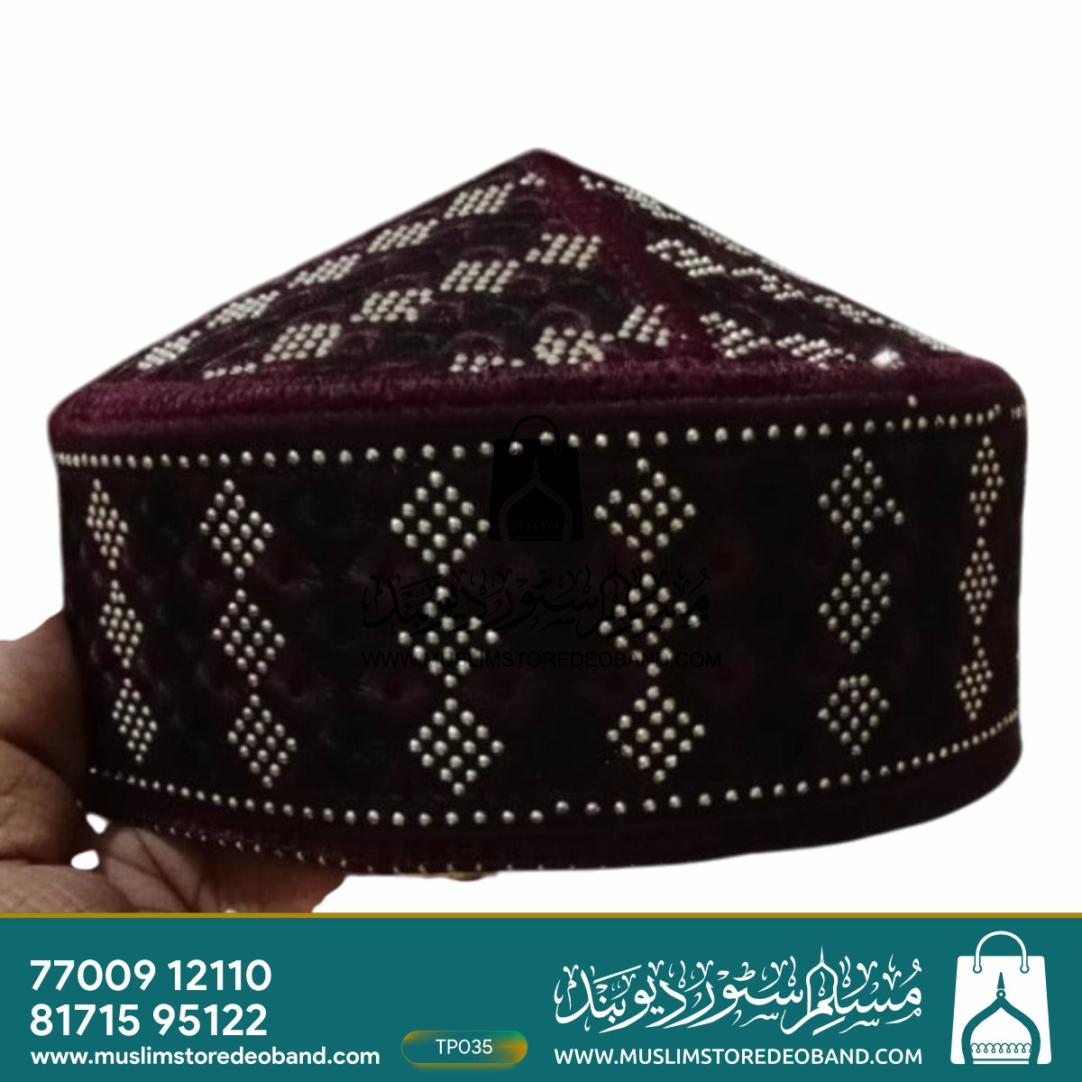 Pakistani Diamond With Embroidery Topi