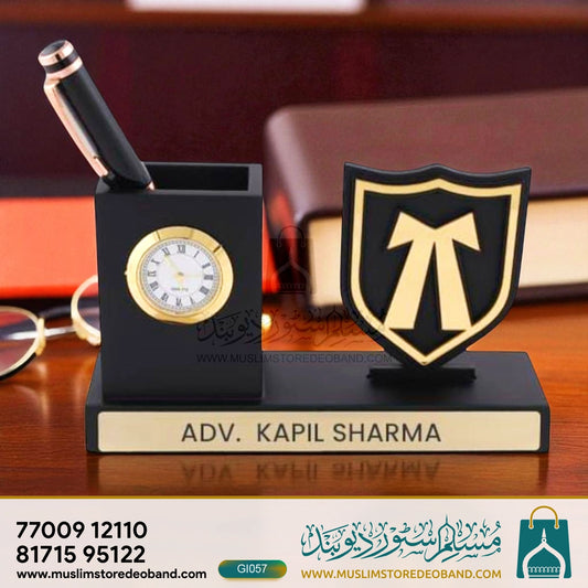 Advocate Pen Stand with Clock & Custom Name Plate