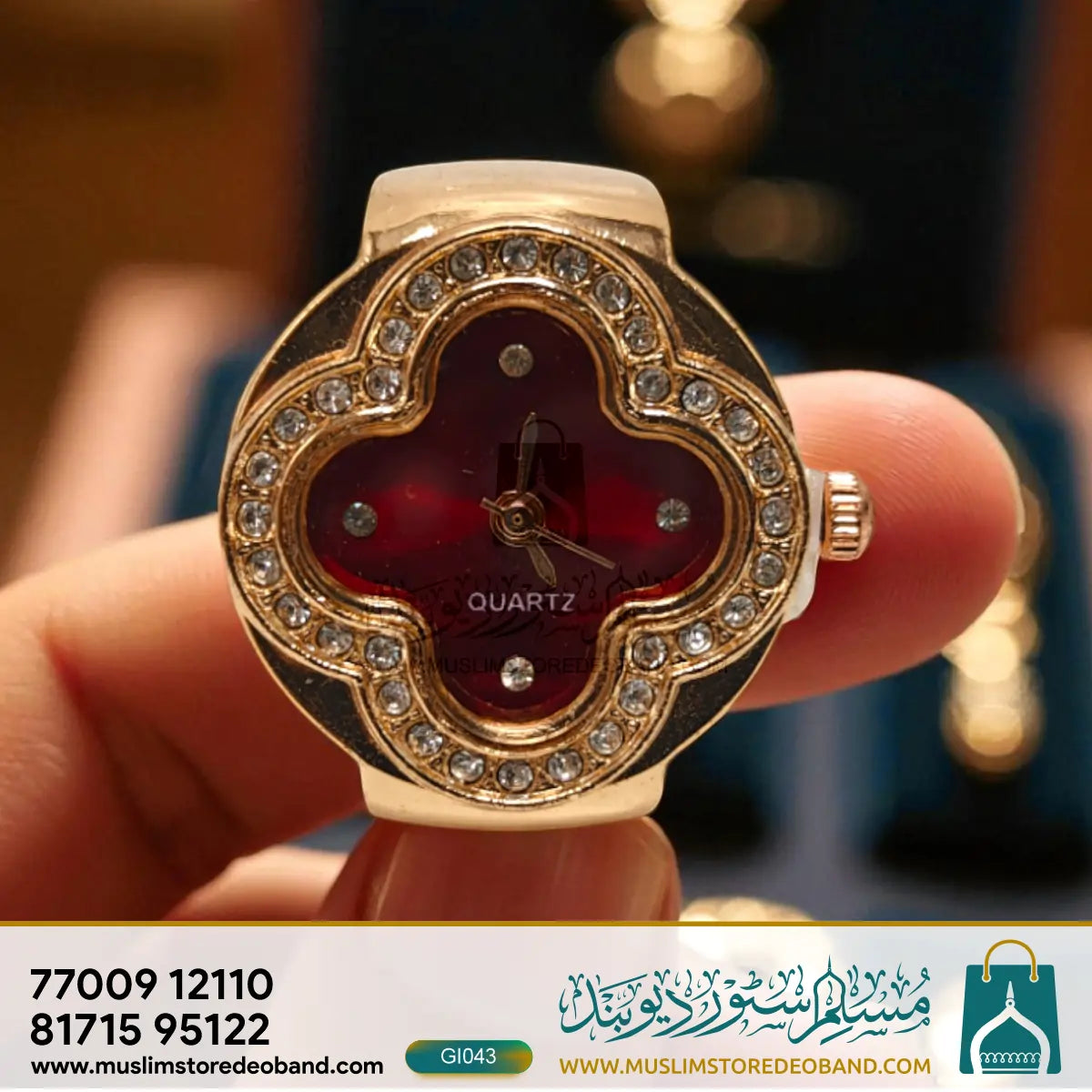 Gold Plated Quartz Finger Watch for Women
