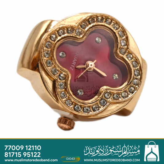 Gold Plated Quartz Finger Watch for Women