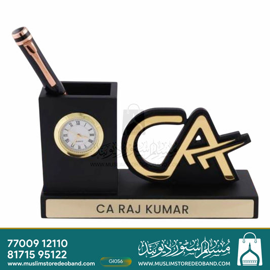 Premium Pen Stand with Clock &amp; Custom Name Plate